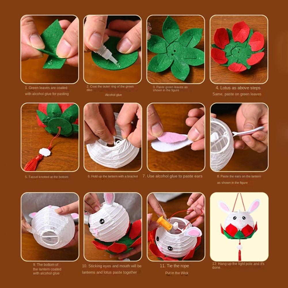 DIY Material Package Lotus Flower Lanterns Glowing Rabbit Lotus Lantern  Hanfu Props