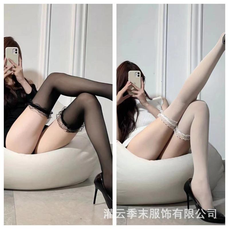 Erotic Underwear Whining In the Air * Bow Lace Thin Stockings Over the Knee Black Silk Temptation Show Legs Long Women