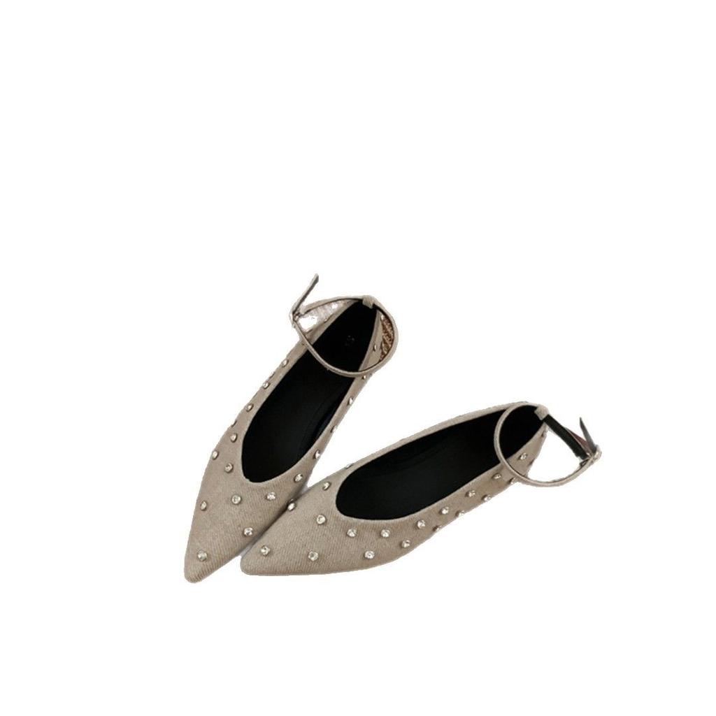 2025 spring new flat-soled single shoes for women, comfortable soft soles, not tired feet, fashionable diamond-encrusted women's shoes, high-end wear
