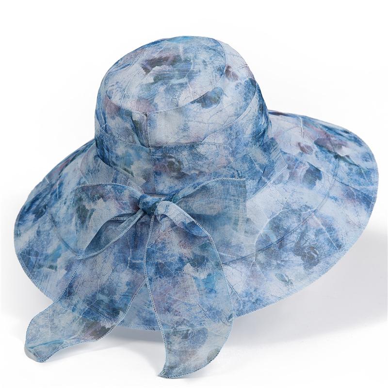 Sunscreen Hat Women's Summer Eaves UV Protection Bow Sun Hat Outdoor Travel Sun Hat