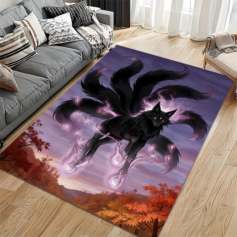 Dark Nine-Tailed Spirit Fox Suitable As a Non-slip Mat for the Living Room or Bedroom Sofa