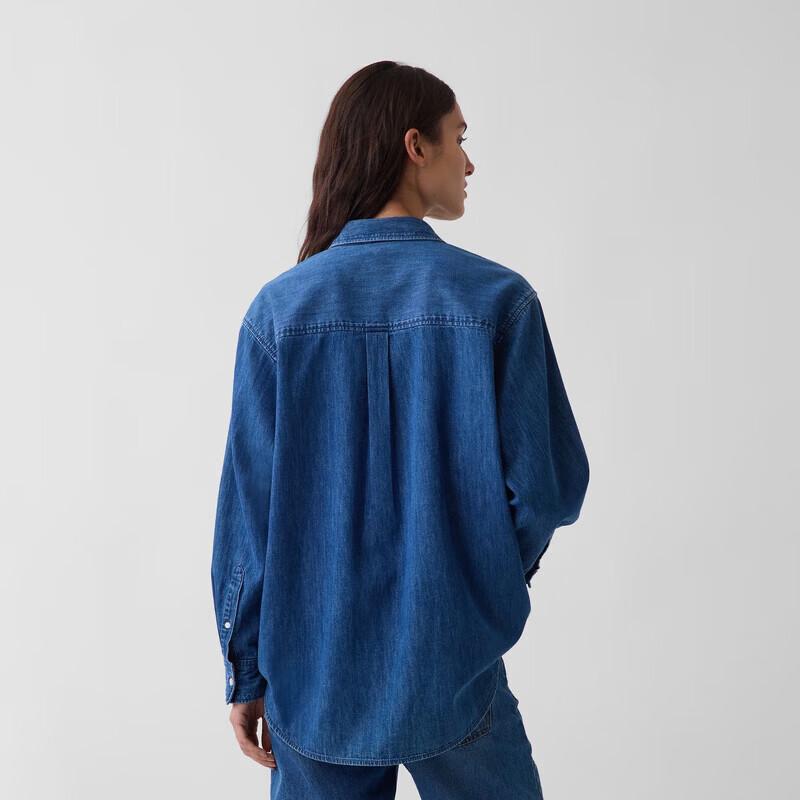 GAP Women's Bear Embroidery Loose Denim Shirt