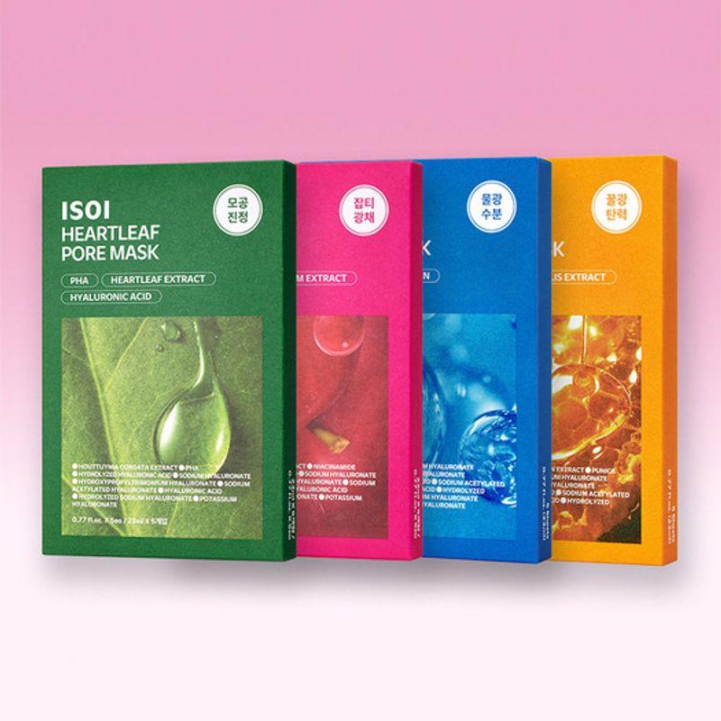 ISOI 5-piece adhesive mask pack (choose 1 of 4 types) (radiance/soothing/hydration/elasticity) Plum Glow 5 sheets
