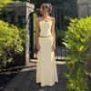 2026 Elegant European & American Women's Spring/Summer Pleated Solid Color Spaghetti Strap Dress Set