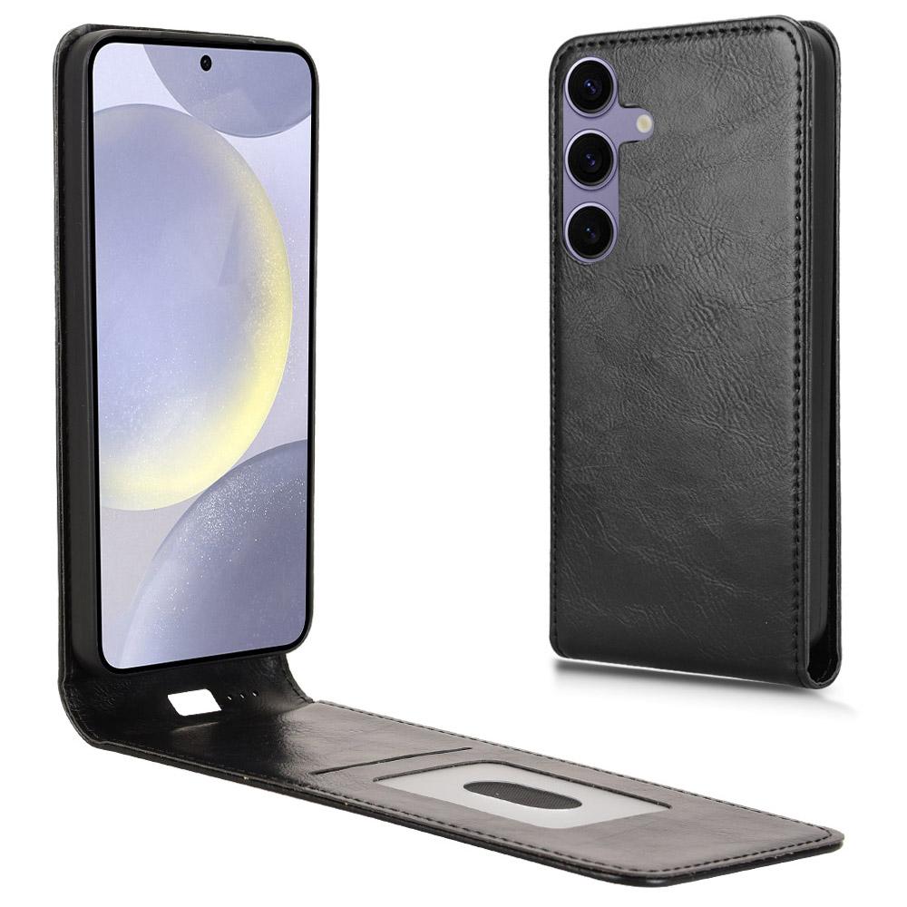 Für Samsung Galaxy S25 Hülle mit Kartenfach Magnetische Vertikale Klapp Leder Handyhülle