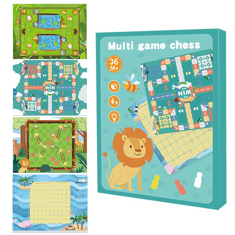 Multi-Game Educational Board for Kids: Ludo, Battle Chess, Gomoku, Snakes & Ladders