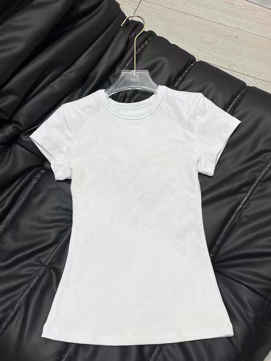

European & American Slim Fit High-Elastic Short-Sleeve T-Shirt: Breathable, Figure-Flattering, Petite Base Top S (80-95 cm)
