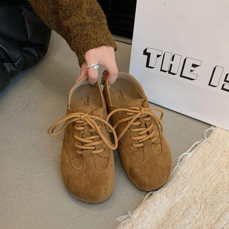 

Ретро бокен обувь на мягкой подошве женская 2025 новая осенняя двухсторонняя на толстой подошве на шнуровке одинарная обувь универсальная удобная повседневная обувь 40