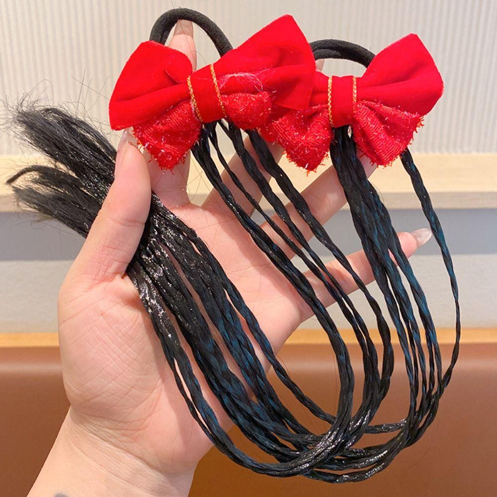 1/2pcs Rubber Bands Wigs Ponytail Headbands Cute Headwear Kids Hair Ornament Birthday Gifts