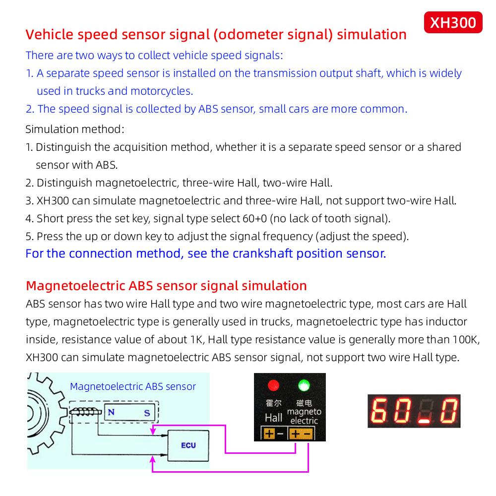 Auto Signal Generator XH300 XH-2 Vehicle Hall Sensor Crankshaft Position Sensor Simulator Car Repair Tool 1Hz To 8KHz Output