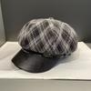 Retro Rhombus Octagonal Hat Autumn and Winter Temperament  British Style Newsboy Hat  Small Duck Tongue Beret  Female Painter Hat