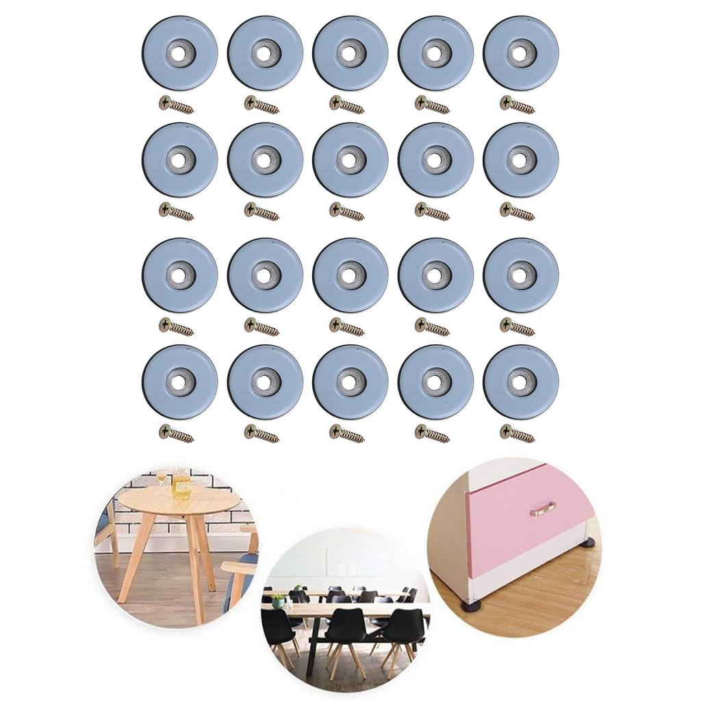 Pack Of 20 Reusable Furniture Sliders With Screws for Wood Floor Chair Leg Protectors Scratch Noise Reductions Glides