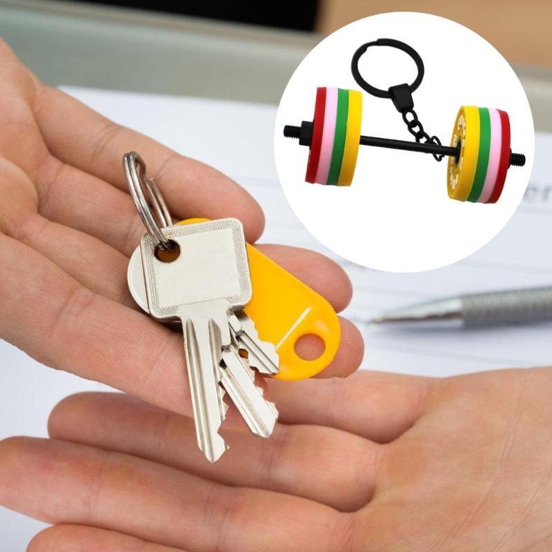 Rubber Dumbbell Keychain Lightweight Portable Exercise Themed Decorative Creative Sports Fitness Bag Decoration