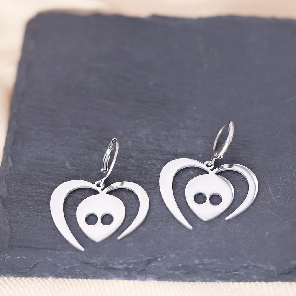 Kinitial Stainless Steel Death Moth Sun Moon Snake Mushroom Cactus Hamsa Hand Horse Earrings For Women Trendy Piercing Jewelry