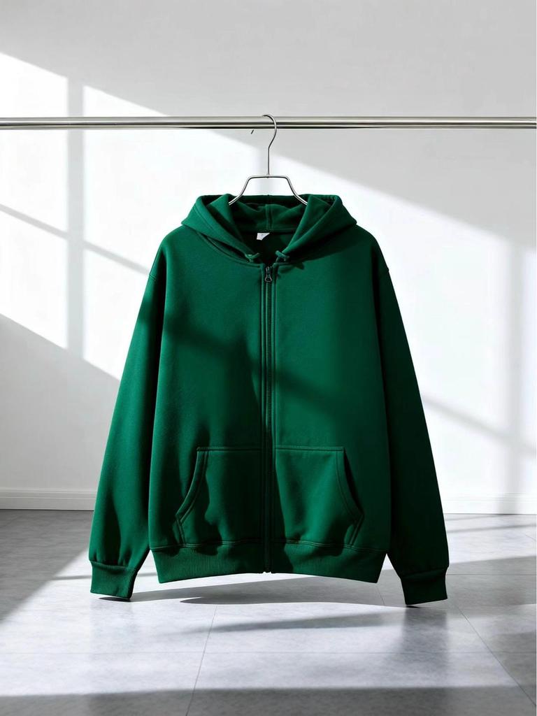 Unisex Cross-Season Hooded Fleece Jacket: Autumn-Winter Zip-Up Cardigan