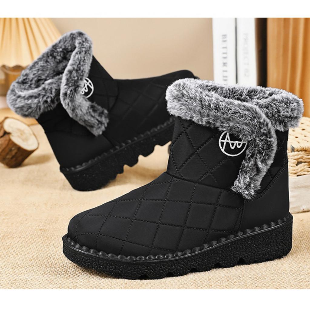 Snow Boots for Women In Autumn and Winter, Women's Midsole Cotton Shoes with Thick Fleece and Warm Cotton Boots