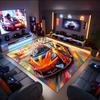 1PC Custom Name Car Art Print Theme Floor Mat Ideal for Living Room, Game Rooms, Office, Bedroom,Floor Mat Playful Design