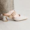 Pointed Chunky Easy To Slip On and Work HIMIKO Metal Accent Mule S Toe, Heel, 6.5cm Heel, Off, Pumps, (Himiko), Pumps, 640012, beige/C