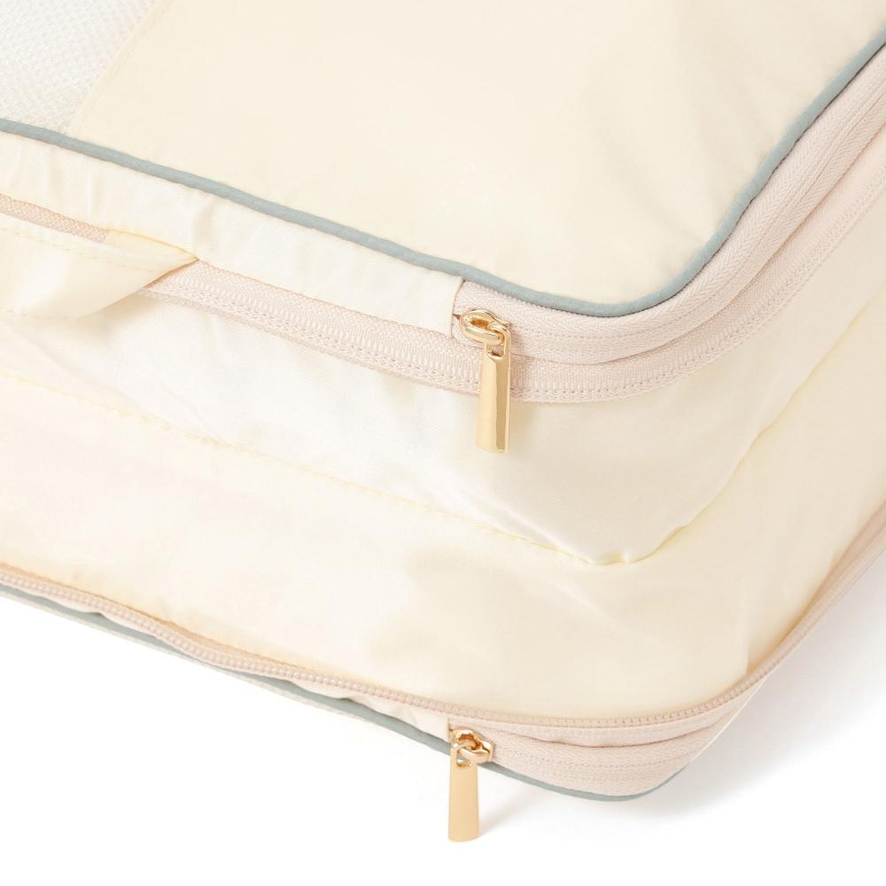 Franc Franc Japan Bicolor Satin CoMpression Organizer M Mint X Ivory