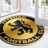 Ittehad FC Golden Background Black Lion Crest Circular Area Rug Football Club Round Floor Carpet Sports Fan Living Room Bedroom Home Decor Mat