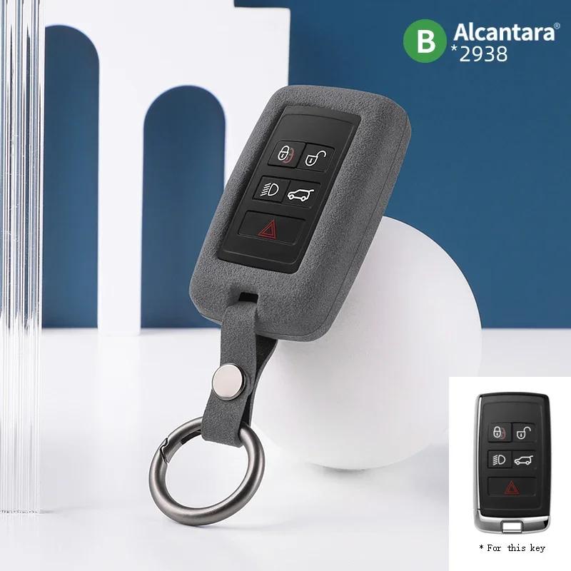 For Land Rover Range Rover Sport Discovery Defender Velar Evoque Alcantara Suede Car Key Case Cover Keychain Accessories