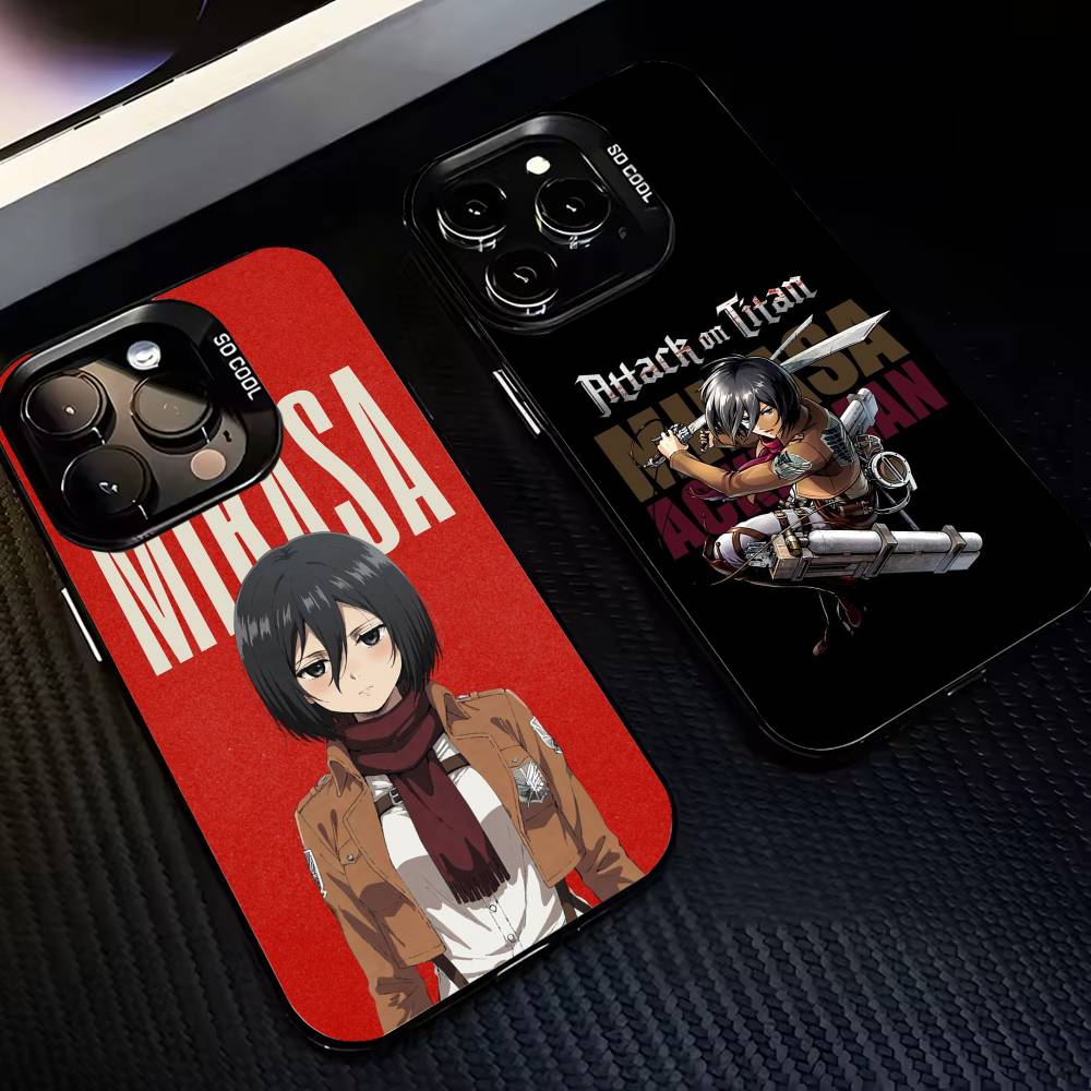 A-Attack On T-Titan M-Mikasa A-MA Phone Case For iPhone 17,16,15,14,13,12,11 Plus,Pro Max,XS,Colorful Silver Black Cover