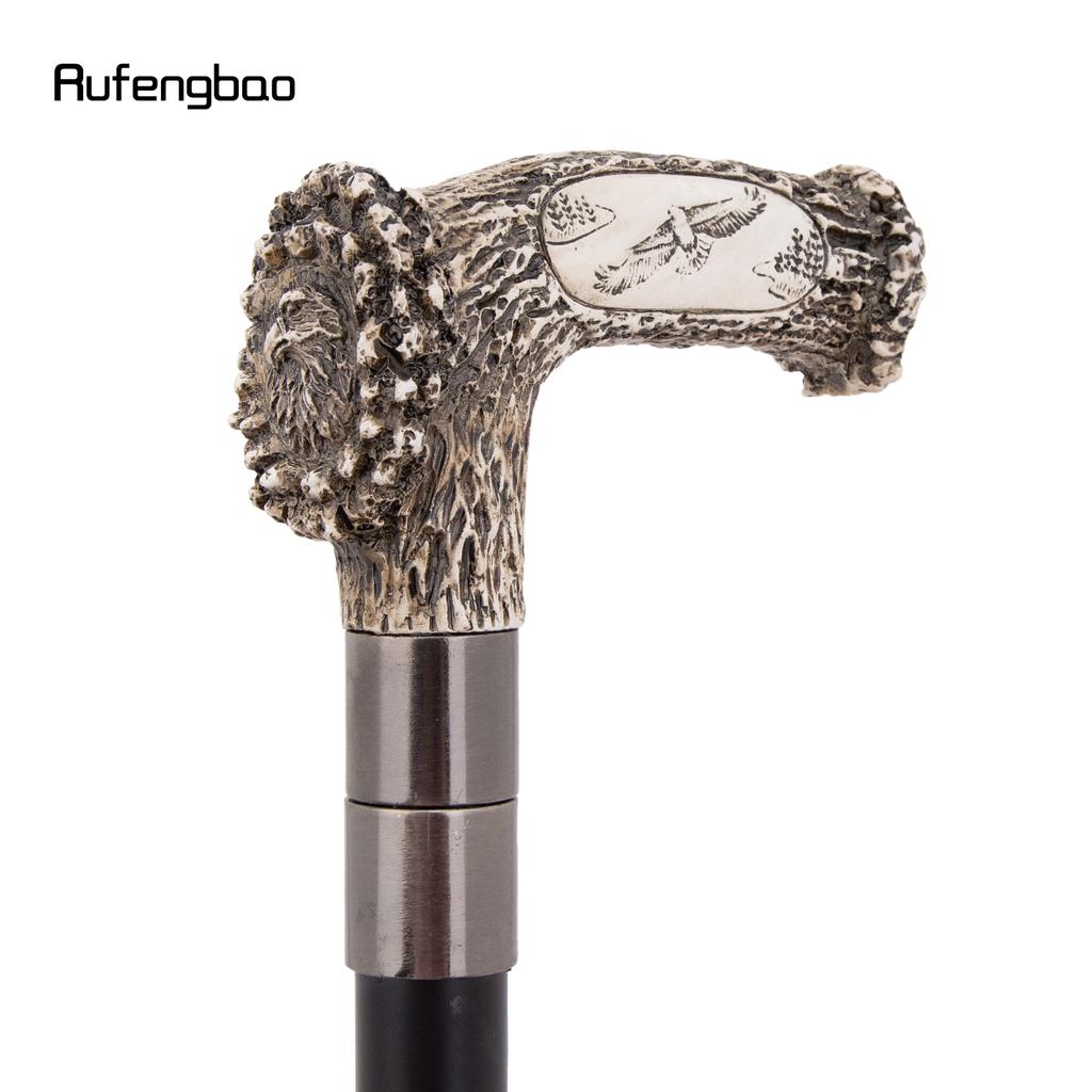 Silver Resin Eagle Tree Root Head Walking Cane Fashion Decorative Steel Stick Gentleman Elegant Cosplay Cane Knob Crosier 94cm