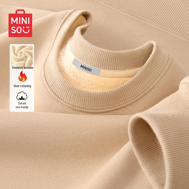 MINISO Men's Lamb Fleece Lined Round Neck Sweatshirt