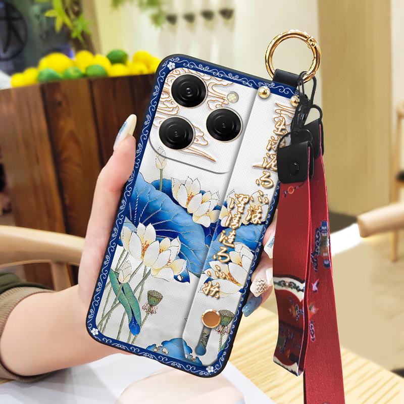 Durable Back Cover Phone Case For Tecno Spark20 Pro/KJ6 Shockproof Waterproof Fashion Ring Phone Holder Chinese style