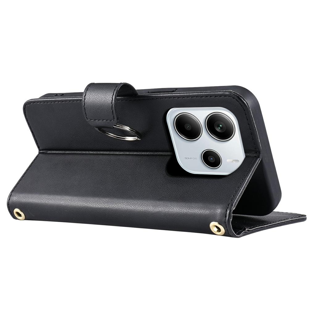 For Xiaomi Redmi Note 14 4G (163.25mm) Crossbody Leather Case Ring Buckle Wallet Stand Rhombus Mobile Cover