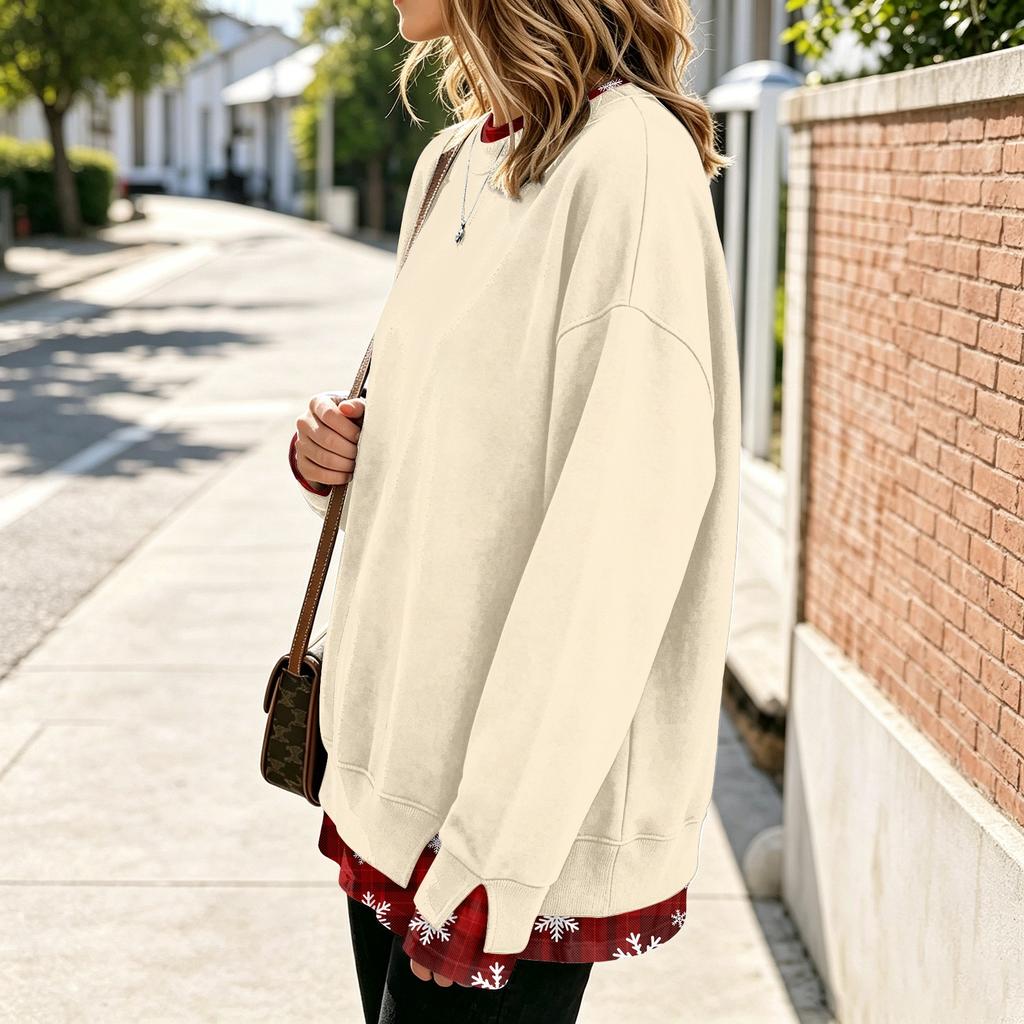Women's Casual Printed Long Sleeve Sweatshirt Loose Fit Pullover Top for Daily Wear