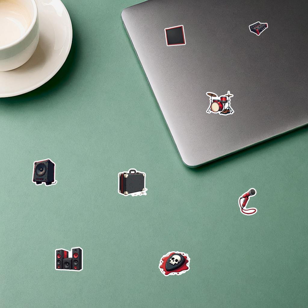 Rock Microphones Decals Cartoon Concerts Stationery Stickers Stickers For Laptop Fridge Phone
