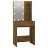 LED Vanity Table with Cabinet Smoked Oak Wood Based Material
