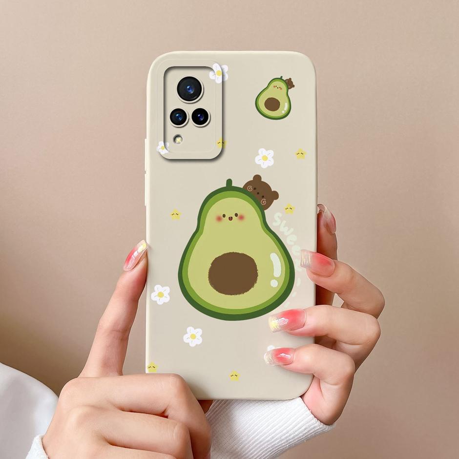 Phone Case For VIVO V21 4G 5G Cute Sweet Girls Cartoons High-quality Liquid Silicone Coque For VIVO V21 4G 5G New Design Funda