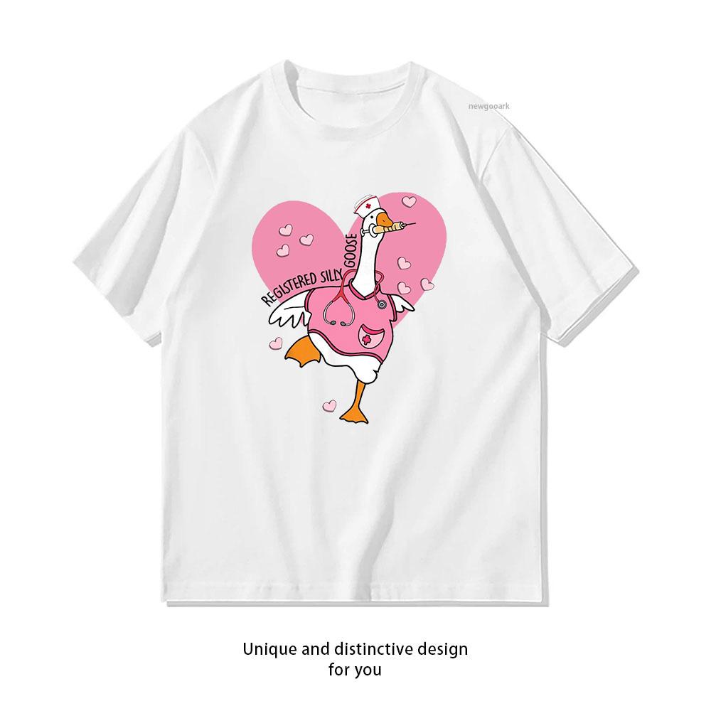 Valentines Silly Goose Registered Nurse Silly Goose Shirt Woman Man Summer Cotton Graphic T Shirts Adult Oneck Tops S3XL S