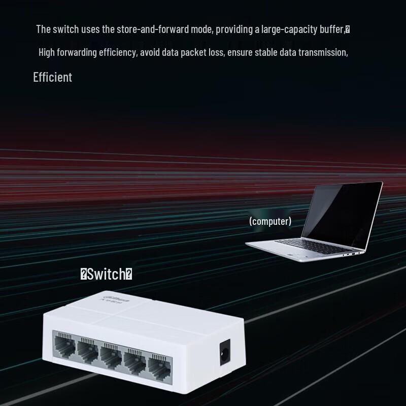Dahua 5-portowy szybki przełącznik sieciowy Ethernet do monitoringu wtyczka CN (adapter w zestawie)