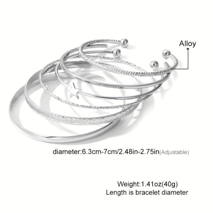 Set of 6 Elegant Star Open Cuff Bangles Trendy