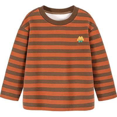 Minibala Kids' Striped Fleece-Lined Long-Sleeve T-shirt
