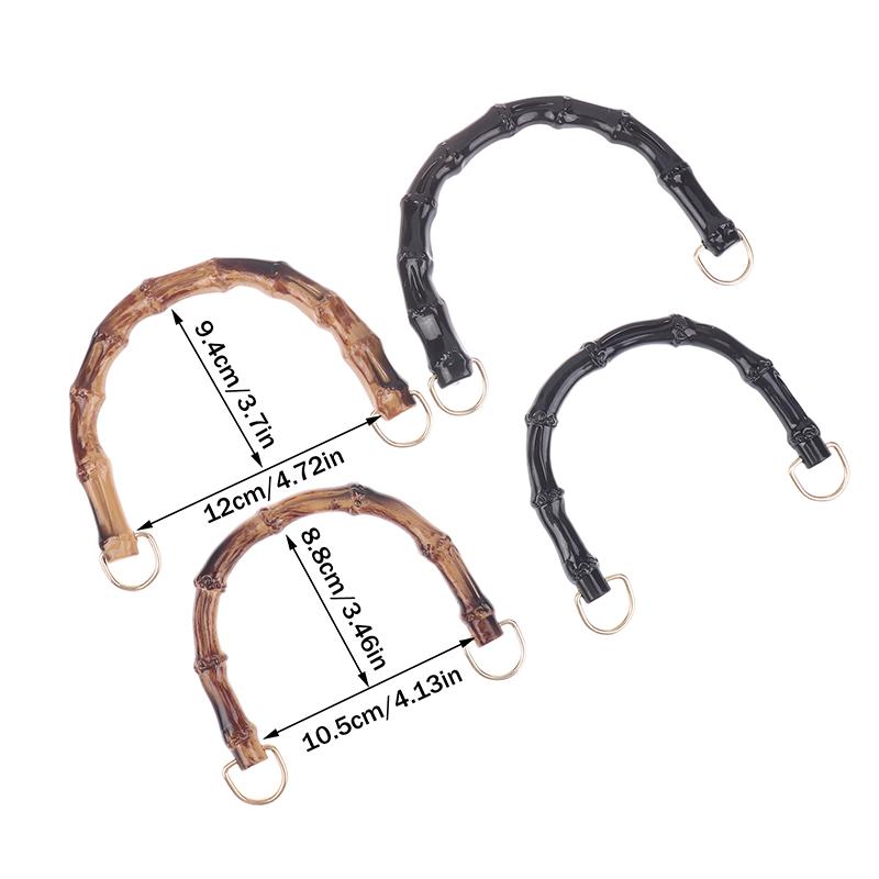 2Pcs 10.5/12Cm Plastic Bag Handle Handbags Replace Faux Bamboo Handles Woven-Bag Purse Frame Kiss Clasp Diy Bags Accessories
