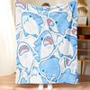 Cartoonish Cute Shark Pattern Flannel Printed Blanket Suitable for All Seasons Suitable for Living Room Office Sofa and Travel