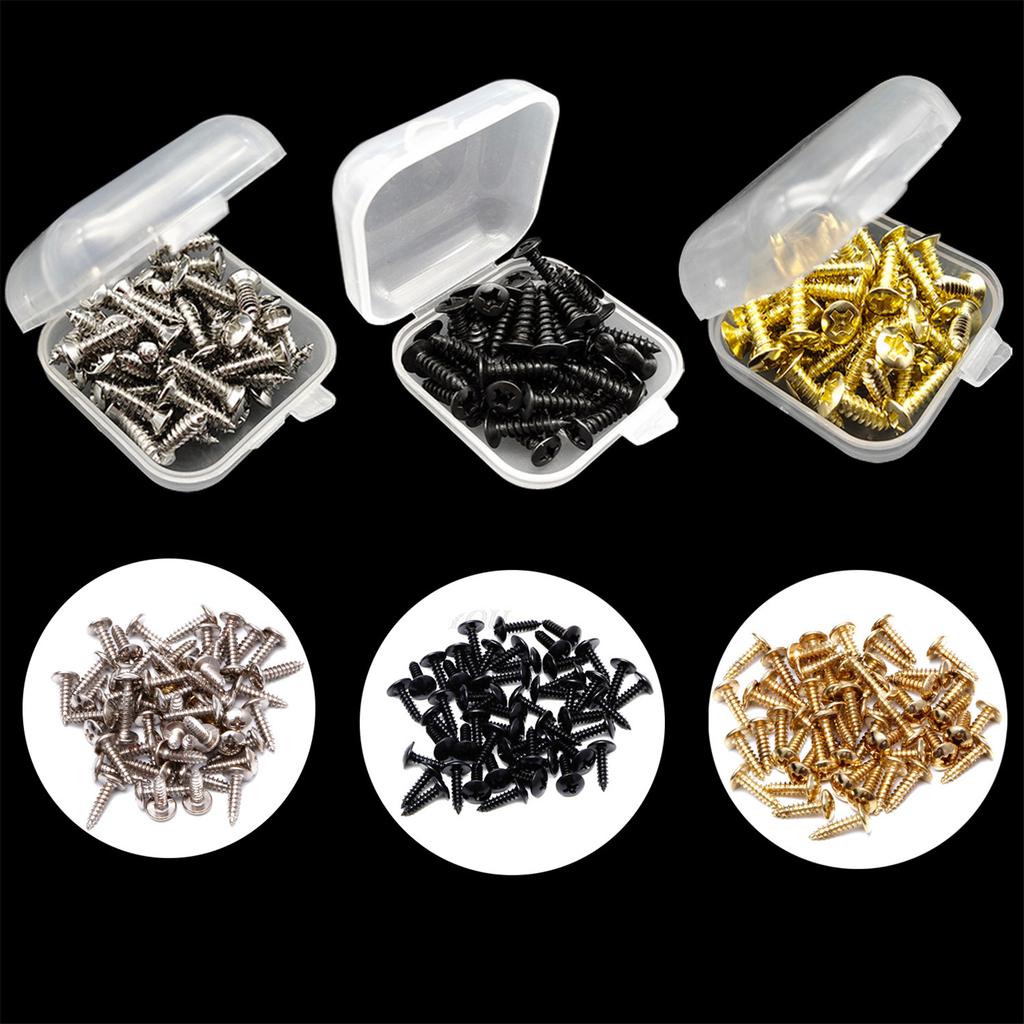 50Pcs Electric Guitar Bass Pickguard Screws Scratch Plate Mounting Screws Replacement Metal Pick Guards Screws