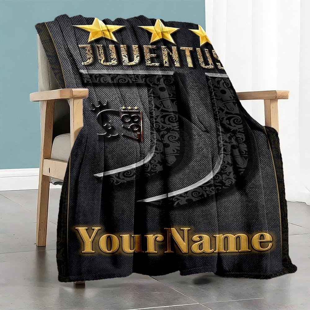 Juventus Customize Text Blanket Cozy Personalized Blanket Comfortable Versatile for Office Chair Seaside Couch Home Decor Four Seasons Universal