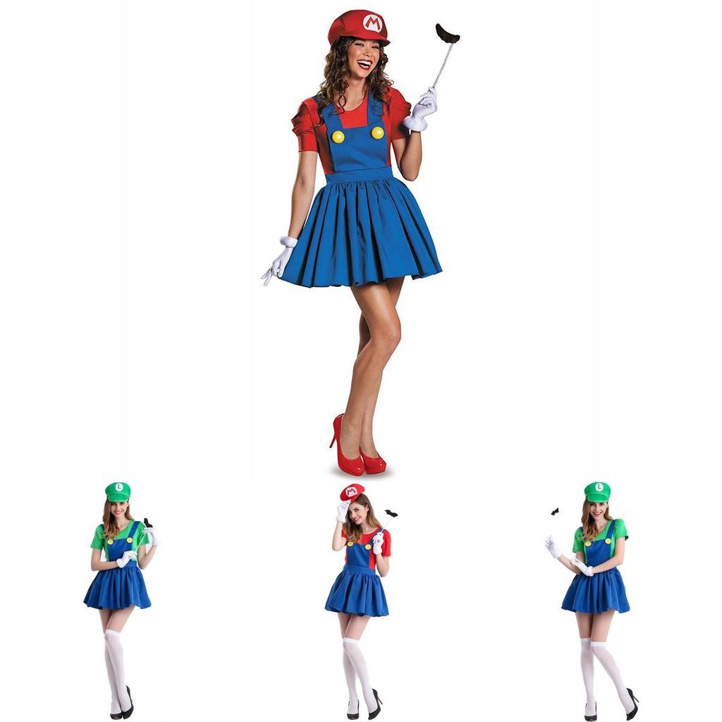 Women's Super Mario Bros Luigi Costume With Breathable Spandex And Exquisite Workmanship