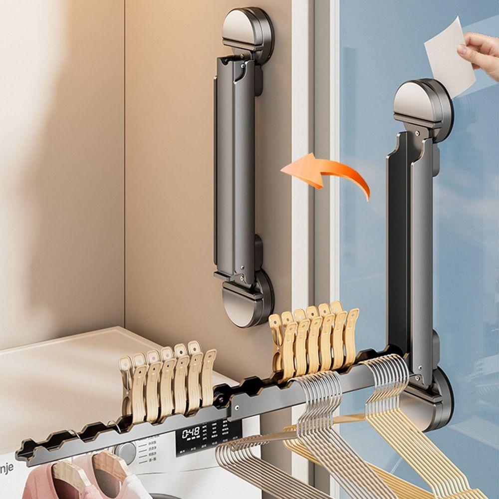 Erweiterbares Design Kein Bohren Kleiderbügel Faltbar Einziehbar Wäscheständer Balkonaufbewahrung