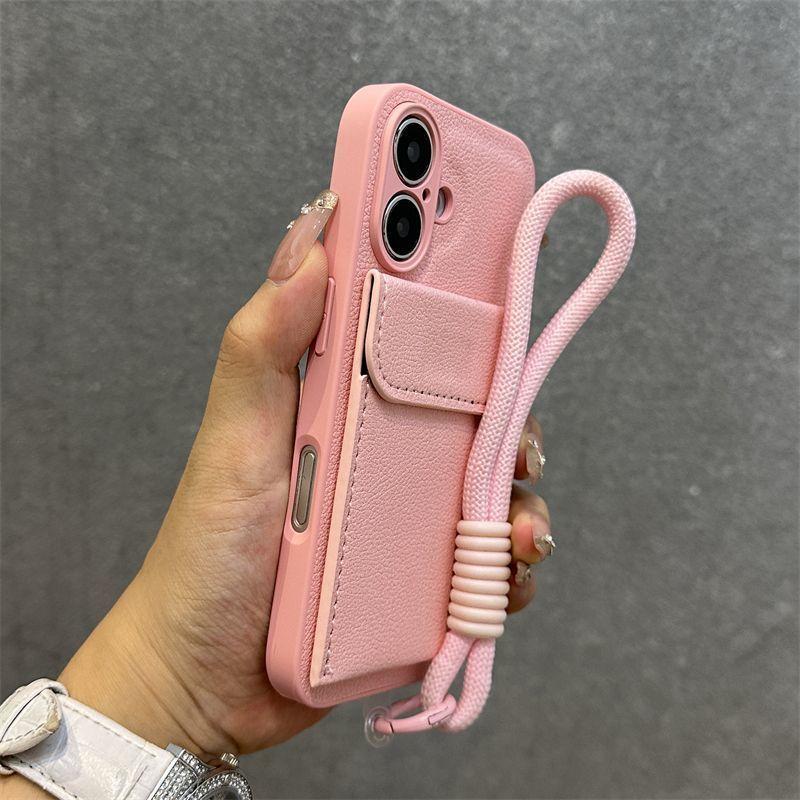 

Простой однотонный кожаный чехол-картхолдер Xingyu оранжевый с ручным шнурком для телефона Apple 17promax IPhone16/13 противоударный 15 iPhone 17promax