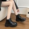 Fashion Platform Thick Bottom Women Motorcycle Boots Fashion Lace Up Shoes 2025 Autumn Winter Female Keep Warm Short Booties