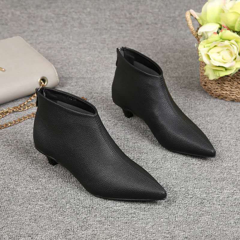 Móda FHC Europea NOVÉ Dámské Kotníkové Boty, Podzimní/Zimní Obuv, Nude Botas, Špičatá Špička, Nízký Jehlový Podpatek, Zadní Zip, BÍLÉ, ČERNÉ, Dropshipping