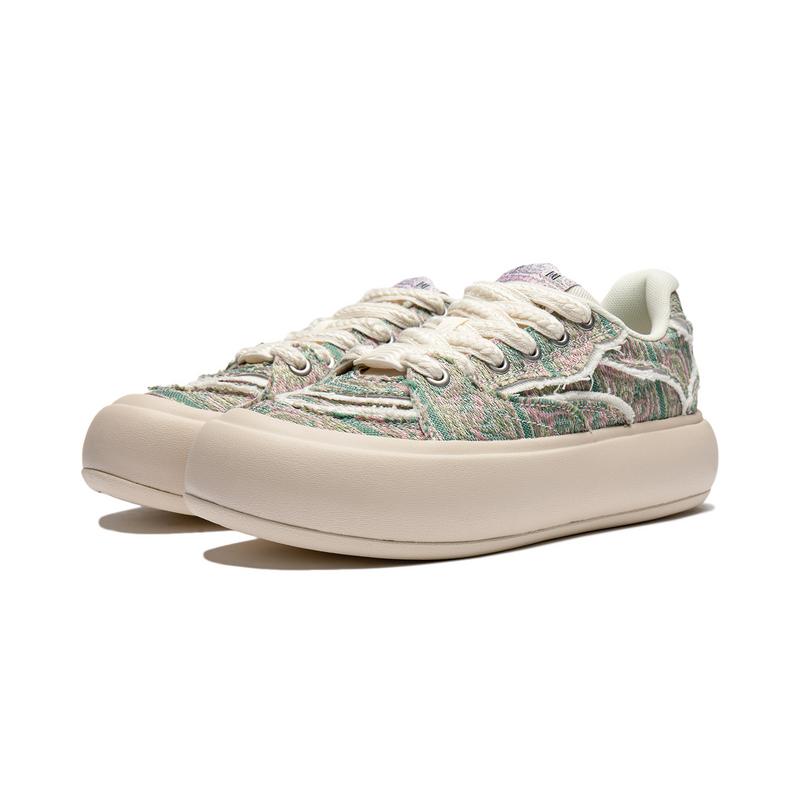 New LiNing Puff Platform Anti Slip Wear Resistant Low Top Skateboard Shoes Women's Green AZGU012-7