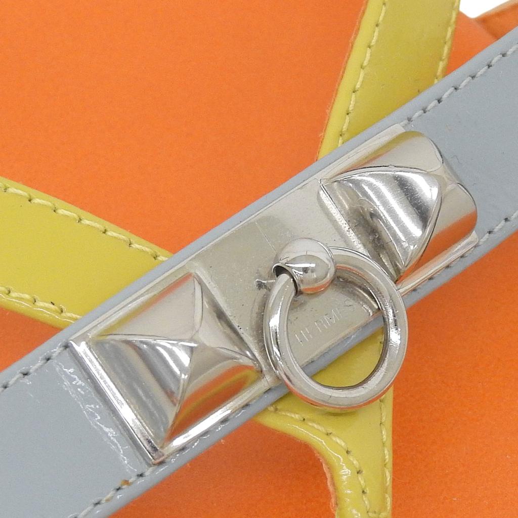 Great HERMES Sandals Orange Light Blue Yellow leather Women 36 Used