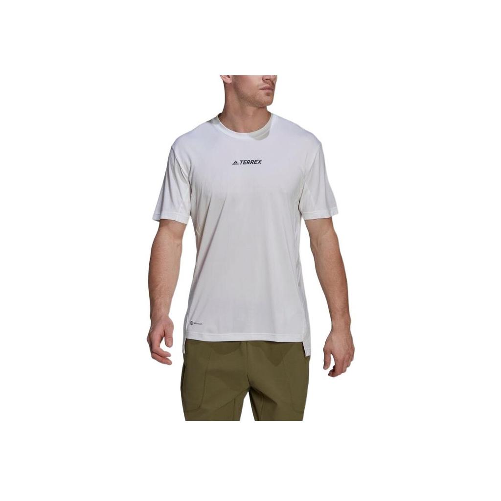 Adidas Solid Logo Crew Neck Short Sleeve T-Shirt Men Tops White H53383